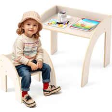 Costway Kids Desk and Chair Set Wooded Toddler Table and Chair Set