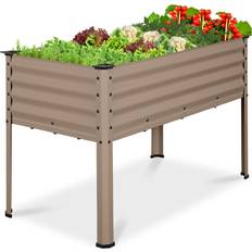 Raised Garden Beds Best Choice Products Elevated Galvanized Metal Garden Bed 48x24x30 in Taupe