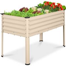 Raised Garden Beds Best Choice Products Elevated Galvanized Metal Garden Bed 48x24x30 in Beige