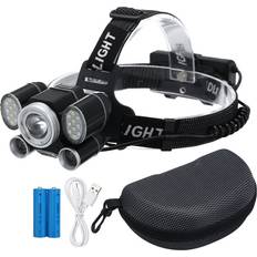 Greenzech LED Headlamp Flashlight Zoom Ultra Bright 5 Modes USB Rechargeable Work Lamp