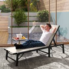Sun Beds on sale OutSunny Folding Sun Lounger 5-Position Adjustable Sun Bed Khaki