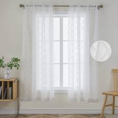 White Sheer Curtains 63 Inch Length 2 Panels Set 54x6