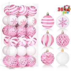 Joiedomi 36 Pcs Pink and White Ball Ornaments Set Christmas Tree Ornament
