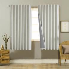 Joydeco Black Out Curtains 63 Inch Long 2 Panels Burg Natural Blackout Linen Drapes