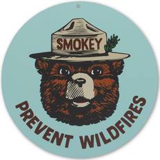 Open Road Brands Prevent Wildfires Blue Round Metal Sign Wall Decor