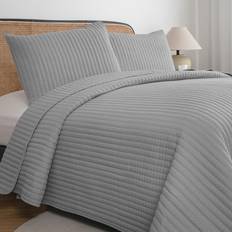 Textiles Petrichor Gray Quilt King Size Pre Washed Lightweight Thin 3-Piece Set Bedspread Grey