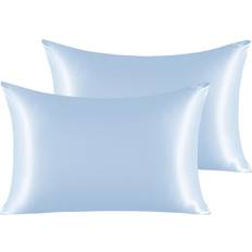 Textiles NTBAY 2 Pack Satin Queen Pillowcases 20x30 Inches Pillow Case Blue