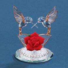 Glass Figurines G&W Glass Baron Hummingbirds with Red Rose Figurine