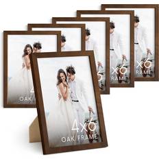 Oak Photo Frames Haus and Hues 4x6 Picture Set of 6 Walnut Gallery Wall Frames Photo Frame