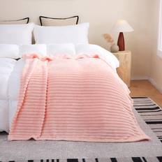 Linecooo Linecooo Light Pink Fleece Throw Blanket 90 x 90 in Super Soft Cozy Plush Microfiber Blankets