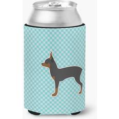 Blue Bottle Coolers Caroline's Treasures Fox Terrier Checkerboard Blue Can Hugger Multicolor Bottle Cooler