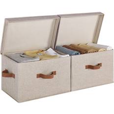 Beige Storage Boxes StorageWorks Closet Bin with Lids 2-Pack Storage Box