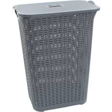 Daniel James Grey 75L Laundry Hamper Storage Linen Clothes Washing Basket Lid