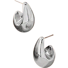 Shein pair Of Silver Fashion Simple Glossy CShaped Earrings