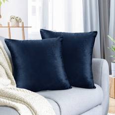 Textiles Nestl Throw Pillow Covers Cozy Velvet Decorative Navy 20 x 20 Inches Set of 2 Cushion Cover Blue