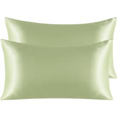 Textiles NTBAY 2 Pack Satin King Pillowcases 20x36 Inches Sage Green Pillow Case