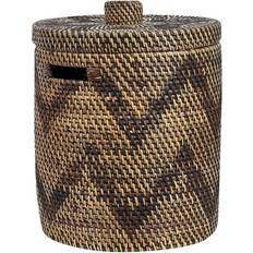 Beliani Boxes & Baskets Beliani Rattan with Lid 30 cm Home Storage Zig-Zag Pattern Natural Bohorok Basket