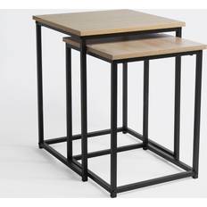 OHS Nest Of Tables Square Wood Top Modern End Side Living Room Set of 2 Nesting Table 40x40cm 2pcs