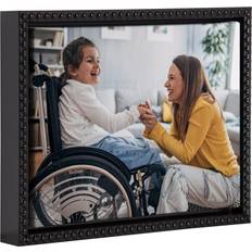 Kate and Laurel Custom Printed Canvas Wall 13x10 Beaded Black Sylvie Framed Art