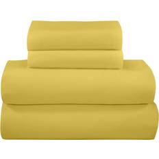Royale Linens 300 Thread Count Long Staple Combed Cotton Set 4 Piece Queen Bed Sheet Yellow