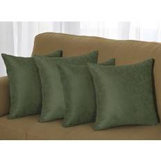 Textiles Homeroots Set Of Four 20 X 20 Fern Green Polyester Zippered Pillow Cushion Cover Green
