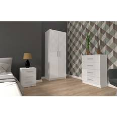 Sliding Wardrobe 4U Boston High Gloss 3 Piece Bedroom Furniture Set Of 3