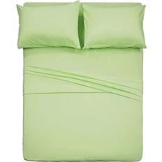 Best Season 4 Piece Set Full Sage 1 Flat Sheet 1 Fitted Sheet and 2 Pillow Cases Brushed Microfiber Luxury Bedding with Deep Pockets - Bed Sheet Green