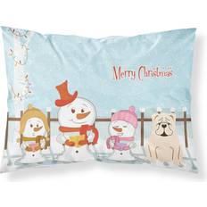 Textiles Carolines Treasures Merry Christmas Carolers English Bulldog Fabric Standard Pillowcase Pillow Case White