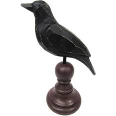 Primitives by Kathy Weathered Rustic Crow On Spindle Burgundy/Black Figurine