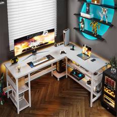 Brayden Studio L-Shaped Gaming Table With 2 Outlets