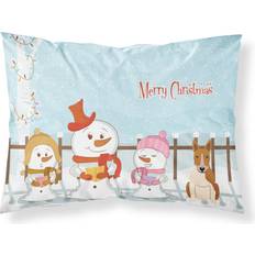 Red Pillow Cases Caroline's Treasures Merry Christmas Carolers Bull Terrier Red White Fabric Standard Pillowcase Pillow Case Red