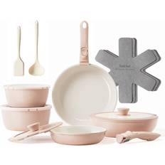 Ebern Designs 16 Piece Ceramic Pot Nonstick Pans Cookware Set