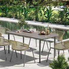 OutSunny Garden Table with Rust Resistant Metal Frame Dark Grey