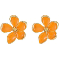 Shein 1pair Unique Design Fresh Color Orange Floral Stud Earrings For Women