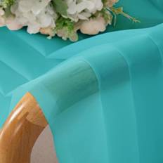 Chyhomenyc Turquoise Sheer Curtains 54 Inch Long 2 Panels