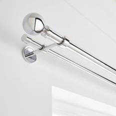 Dunelm Ashton Double Layer Extendable Metal Curtain Pole - Chrome