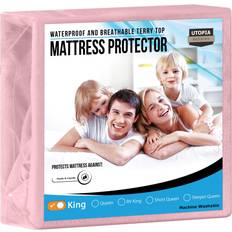 Pink Mattress Covers Utopia Bedding Waterproof Protector 200 GSM Mattress Cover Pink