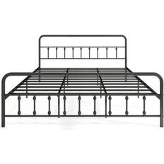 Costway Bed Frame with Headboard and Under Bed Storage Black-King Size