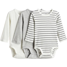 H&M Ribbad Body 3-Pack - Grå/Randig