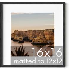 Haus and Hues Solid Oak 16 x 16 Picture Matted to 12 x 12 16x16 Square Photo Frame