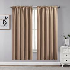 Curtains & Accessories CUCRAF Khaki Blackout Curtains 63 Inch Length 2 Panels Set