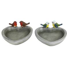 Heart Shaped Ceramic Bird Bath Multi