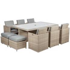 Royalcraft Wentworth Rattan Garden 10 Seats Grey Cushions Patio Dining Set