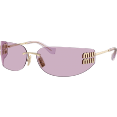 Sunglasses Miu Miu Rimless Logo Metal Rectangle Sunglasses - Pink