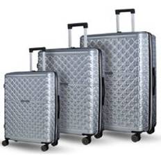 Silver Suitcase Sets Rock Maya 8 Wheel Hardshell Suitcases 3pc Set Silver One Size