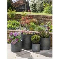 Garden Trading Holbeton Round Planters Diamond Antique Green Flower Pots