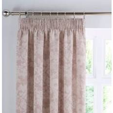 Dunelm Sofia Floral Pencil Pleat Curtains - Blush