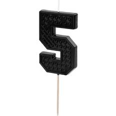Sort Kagelys PartyDeco Sort Fødselsdagslys Nummer 5 Med Klodsdesign 6 cm Høj