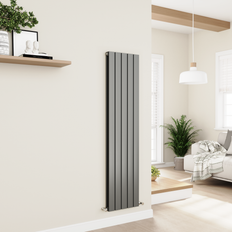 Eleganza Eco Anthracite Vertical Flat Designer Aluminium Radiator 1600 x 375 mm Double Panel