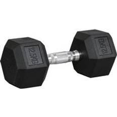 Homcom 12.5KG Single Rubber Hex Dumbbell